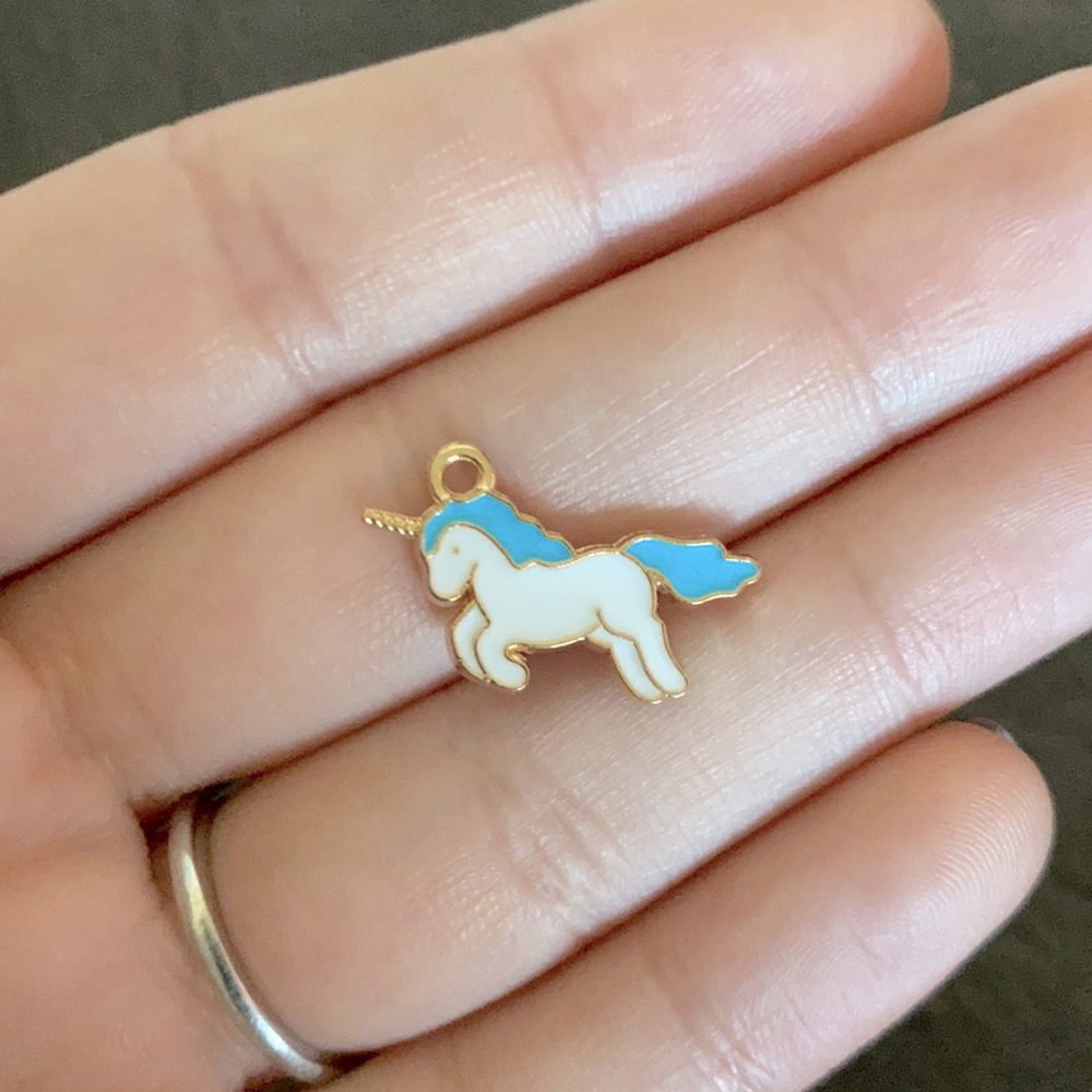 3/$30 gold plated and enamel unicorn charm